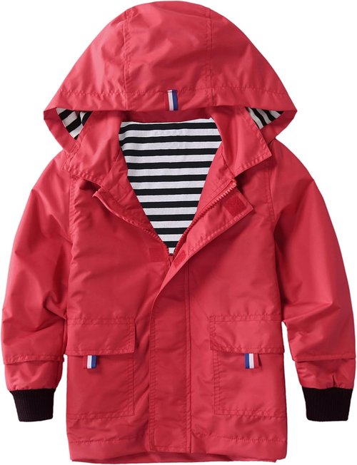 M2C Boys Girls Hooded Cotton Lined Rain Jacket Light Windbreaker