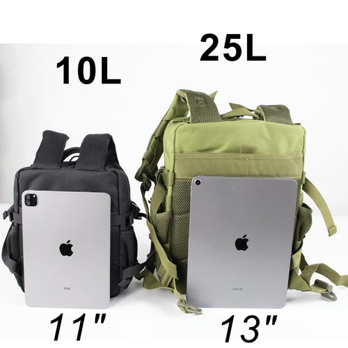 RooPoke 25L Small Tactical Khaki Backpack for Men and Women,Military Backpacks Rucksack with Molle Webbing Camping Daypack Bug Out Bag With Bottle Holder(25L)