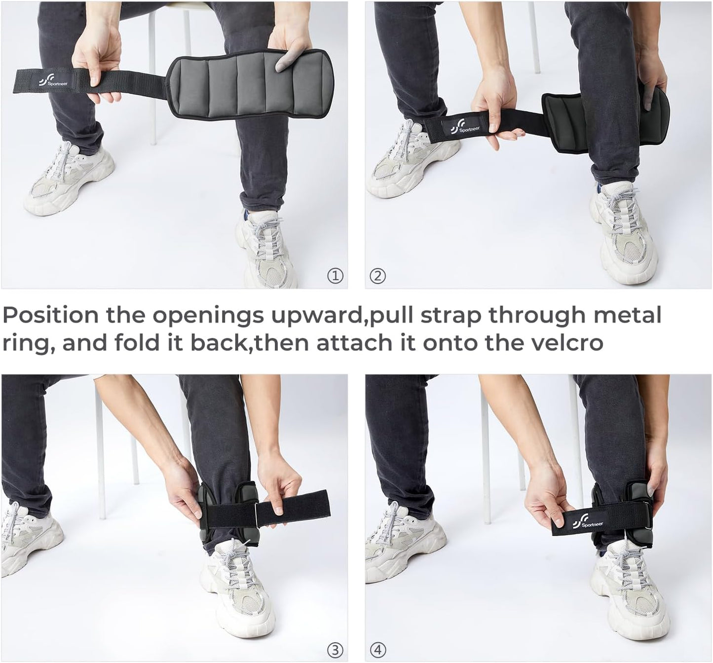 Sportneer Adjustable Ankle Weights for Women and Men 7 lbs/Pair Adjustable Leg Weights with Secure Straps, Strength Training Weighted for Yoga, Walking, Running, Aerobics, Gym, Physical Therapy