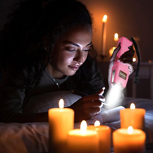 Stun Gun with LED Flashlight for Women Self Defense Rechargeable Stun Guns with Safety Switch (Pink)