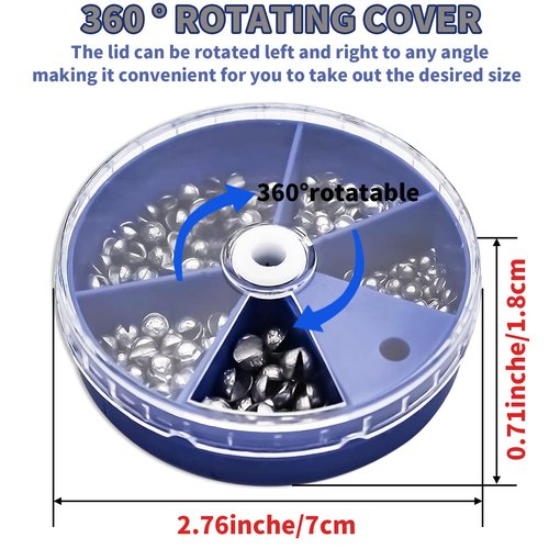 Proximitck Fishing Weights Sinkers 200PCS/105PCS Round Split Shot Sinker Set - 5 Sizes Lead Weights Removable for Versatile Fishing Purposes
