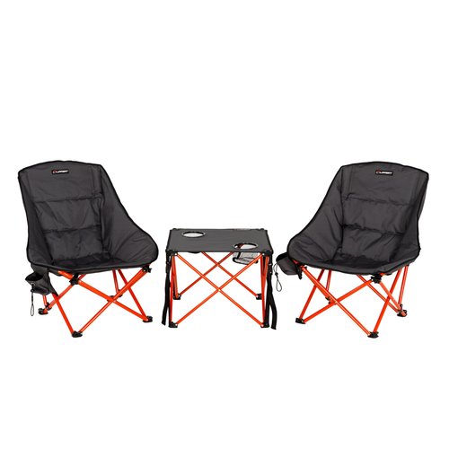 Lippert Baja Overlanding 3-Piece Chair & Table Set, 600-Denier Polyester Folding Chairs, Dual Cupholders, Innovative Scoop for Ultimate Comfort, Fold-up Convenience - 2023053719