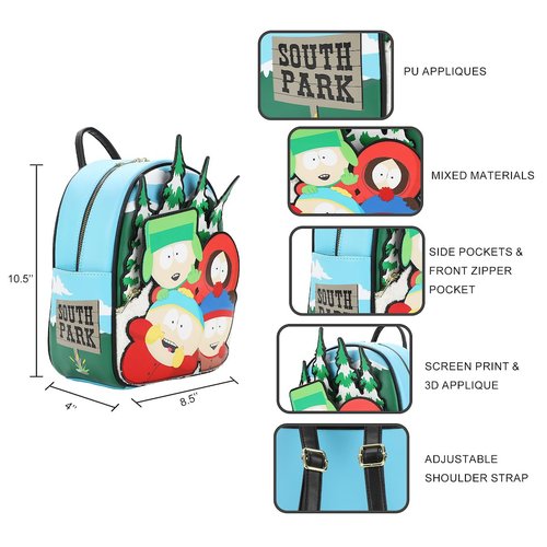 Bioworld South Park Stan, Kenny, Cartman, and Kyle 10.5" Mini Backpack