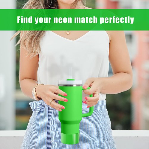 PEUTIER Protective Silicone Boot for Stanley Cup 20-40oz, Anti-Noise Anti-Scratch Water Bottle Silicone Case BPA Free Bottom Silicone Sleeve Cover for Water Bottles with 2.8-2.95in Base(Neon Green)
