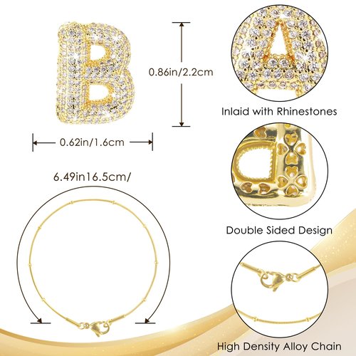 NBOOCUP Glitter Letter B Keychain Compatible with Stanley Cup and HydroJug - Bubble Letter for 30/40 oz Tumbler with Handle - Cute Accessory
