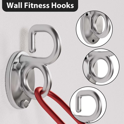 Awexilup 2 Pack Resistance Band Wall Anchors, Heavy Duty Wall Mounted Workout Hooking, Suspension Straps Stretching Band Hooks for Home Gym Strength Training