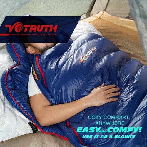 Yotruth Lightweight Down Mummy Sleeping Bag with 650-FP Duck Down, Ideal for Camping and Backpacking, Durable Ripstop Nylon, Comfortable Footbox, 20°F, 2024