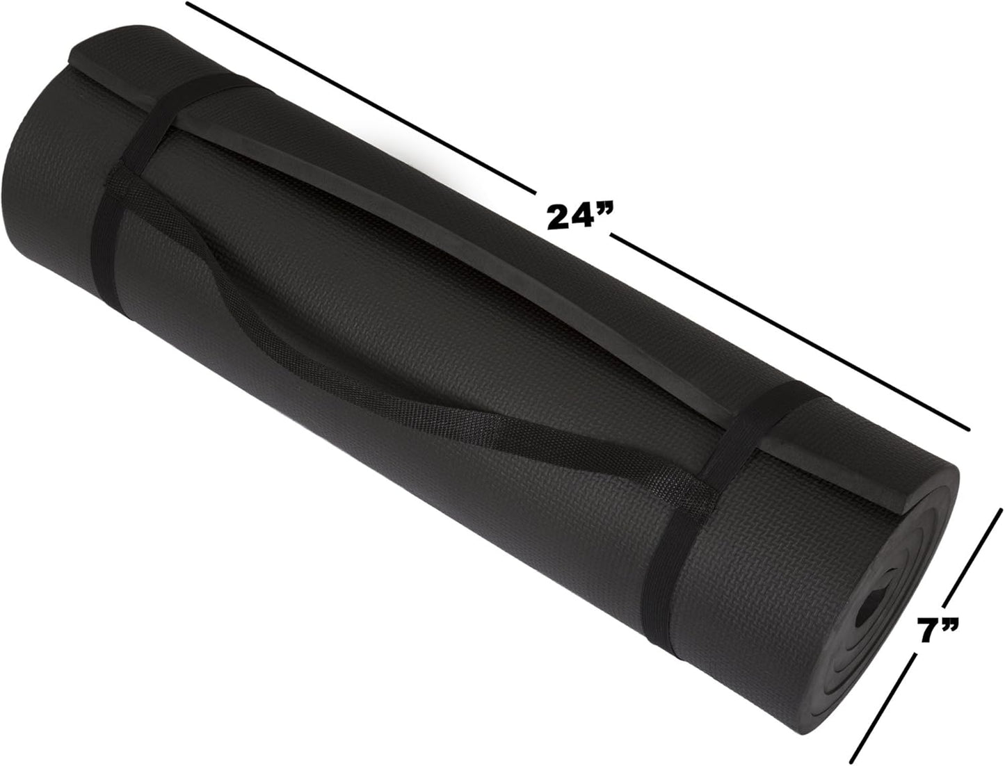 Yoga Mat - Double Sided 1/4-Inch Workout Mat - 71x24-Inch Exercise Pad for Home Gym Fitness or Pilates with Carrying Strap by Wakeman