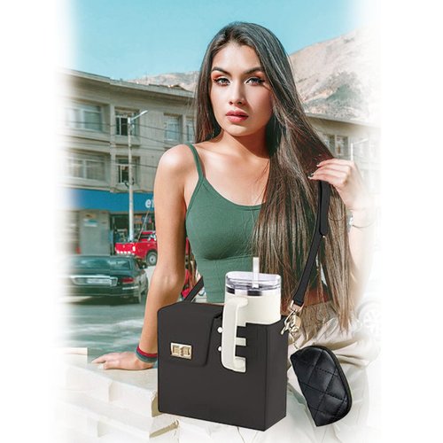 Tefedpot ZETOREL 2025 Cup Purse Holder 40 Oz, Tumbler Bag, Water Bottle Holder with Strap, Water Bottle Carrier with Strap (Black)