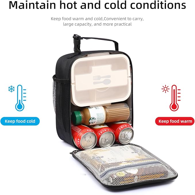 Lunch box Lunch bag for men women Insulated Lunchbox Lunch bags for Work Picnic Travel (Thicken grey)