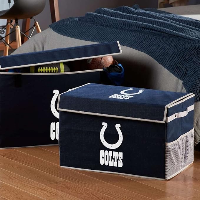 Franklin Sports NFL Storage Footlocker Bins - Large Folding Organizer Containers - NFL Team Office, Bedroom + Living Room Décor - Large + Small Bins