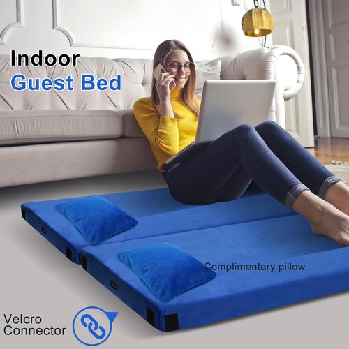 Lxotvae Memory Foam Camping Mattress pad, Comfortable Thick Floor Sleeping Mat for Adults with Waterproof and Non-Slip Bottom, Portable Roll Up Mattress for Sleepover Guest,Cot Mad for Car Camping
