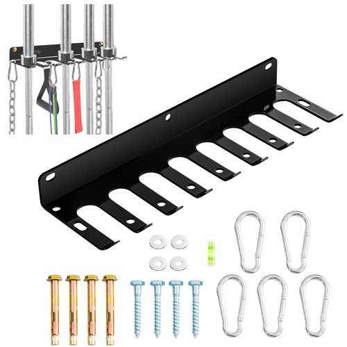 Wall-Mounted Gym Organizer, Resistance Band Storage Rack, Barbell Holder Wall Mount, Dumbbell Storage, Home Gym Accessories Holder