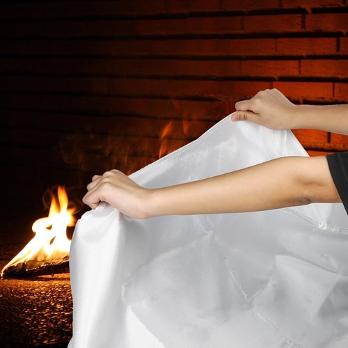 QINGZHE Emergency Fire Blanket for Home and Kitchen - 2 Pack 40"x40" Flame Suppression Fiberglass Fire Blankets for House Camping Car Office Warehouse Emergency Survival Safety