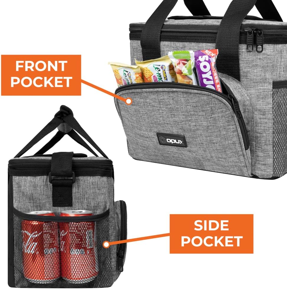 OPUX Soft Cooler Bag, Insulated Collapsible Lunch Cooler Bag for Men Work Camping Beach Travel, Portable Soft Sided Leakproof Waterproof Large Lunch Bag Box with Shoulder Strap 18 Cans, Heather Navy