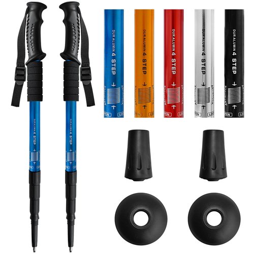 Ynaize Trekking Poles for Junior, 2 Pack Telescopic Hiking Poles Lightweight Collapsible & Shock-Absorbent Aluminum Walking Sticks with Quick Adjustable Locks for Youth & Women - Blue