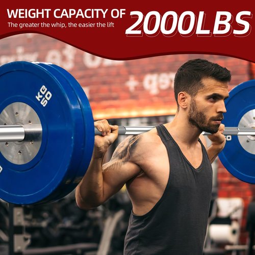 LOEFT Professional Powerlifting Barbell, 7ft 20KG 29MM Olympic Powerlifting Barbell with Aggressive Knurling, 2000 lbs Capacity 205K PSI Weight Bar Fit 2" Plates for Bench, Squat, and Deadlift (02Stainless steel)