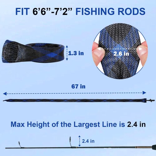 KPEPIX 12PCS Fishing Rod Sleeve Without Lanyard - Fishing Pole Sleeve Fishing Rod Cover for Baitcasting Rod, Casting Rod, Sea Fishing Rod, Fly Rod and Sea Fishing Rod-Fishing Rod Sock