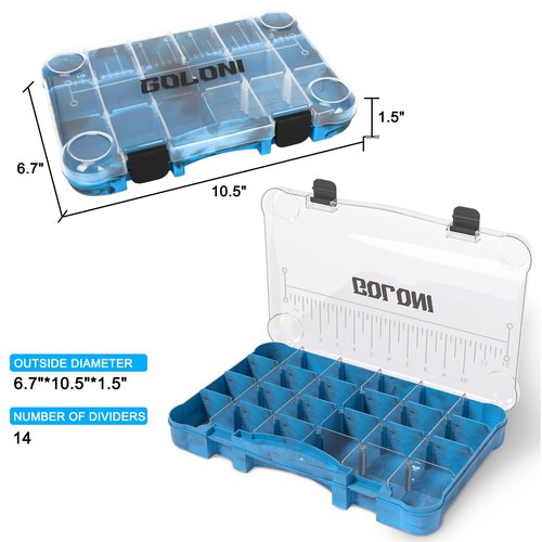 Goloni Fishing Tackle Box,Plastic Clear Fishing Storage Organizer Box With Removable Dividers,3600 Tackle Trays,Storage Lure Box for Lures 4 Pack