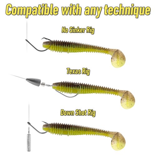 Dr.Fish 20 Pack Paddle Tail Swimbait Soft Fishing Lure Bass Fishing Freshwater Soft Plastic Shad Bait Drop Shot Bait Bluegill Panfish Crappie 3'' Pearl White