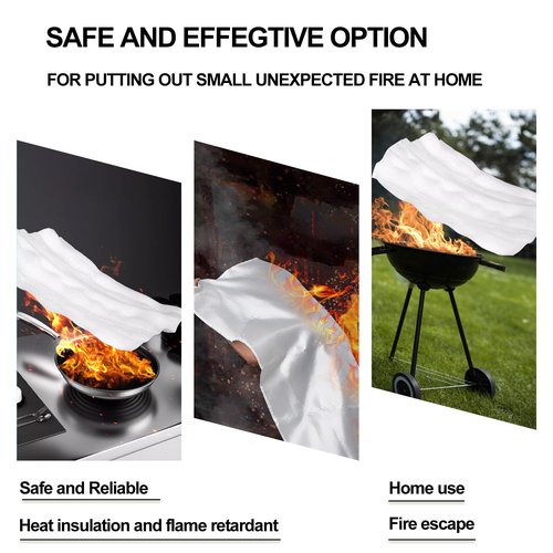 Vnmkp Home Emergency Fire Blankets 40“ x 40” Fiberglass Fire Blankets Essential Emergency Fire Blankets for Home and Kitchen 2 Packs