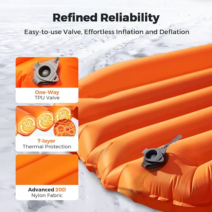 FLEXTAILGEAR Inflatable Sleeping Pad with 6R Value – Ultralight 2.8 Inch Camping Mattress, 4 Seasons Compact Backpacking Gear Essentials for Camping, Traveling, Hiking and Tent