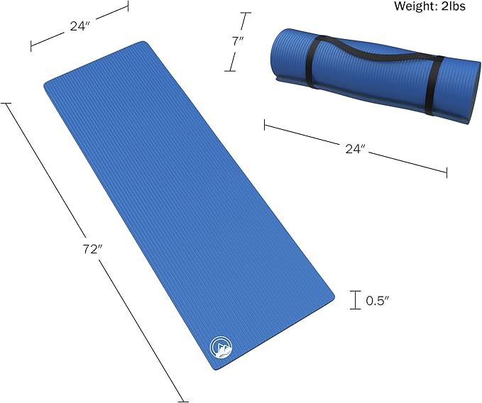 Set of 2 Foam Sleeping Mats for Camping – 0.5-Inch Waterproof Sleep Pad Set with Carry Straps for Cots, Tents, or Sleepovers by Wakeman (Blue)