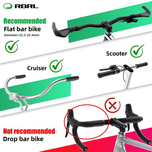 RBRL Bicycle Mirror, Aluminum Alloy Bike Mirror Handlebar Mount, Anti-shake & Break-proof, Foldable HD Real Glass Rotatable Ebike Accessories, Bike Rear View Mirror for Ebike Scooter (Left)