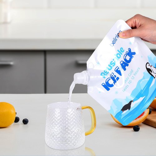 Belinlen 12 Pack 7 x 7 Inch Reusable Long Lasting Ice Packs for Cooler, Cooler Shock Ice Packs for Lunch Box, Lunch Bags for Beach, Fishing, Camping(7.87mil)