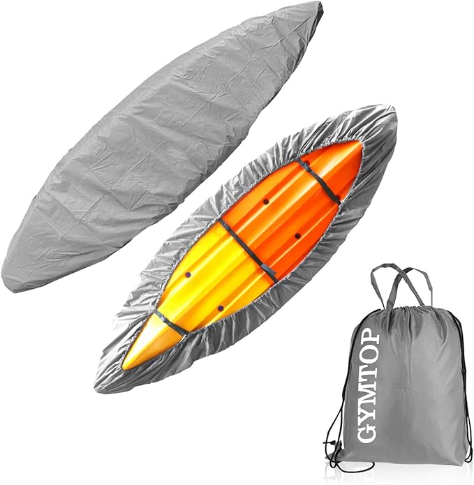 7.8-18ft Waterproof Kayak Canoe Cover-Storage Dust Cover UV Protection Sunblock Shield for Fishing Boat/Kayak/Canoe 7 Sizes [Choose Color] (Gray(Upgraded), Suitable for 10.8-12ft Kayak)