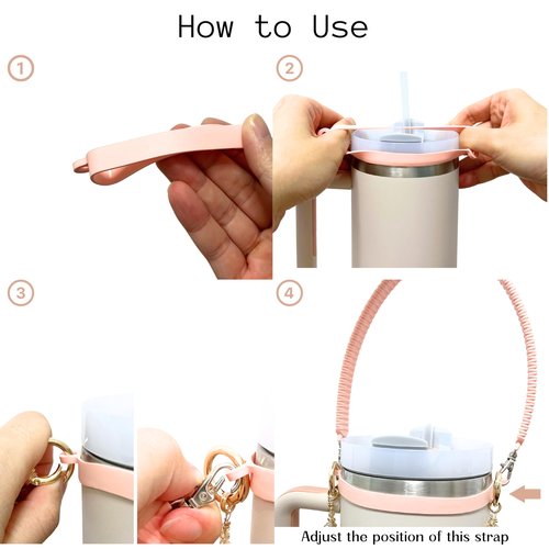 Stanley Accessories Set - Pearl Cup Strap, Silicone Water Bottle Handle, Bling Cup Charm Fits Most 8-40 oz Bottles, 1 Pcs Silicone Boot, 2 Pcs Straw Topper Cover Cap