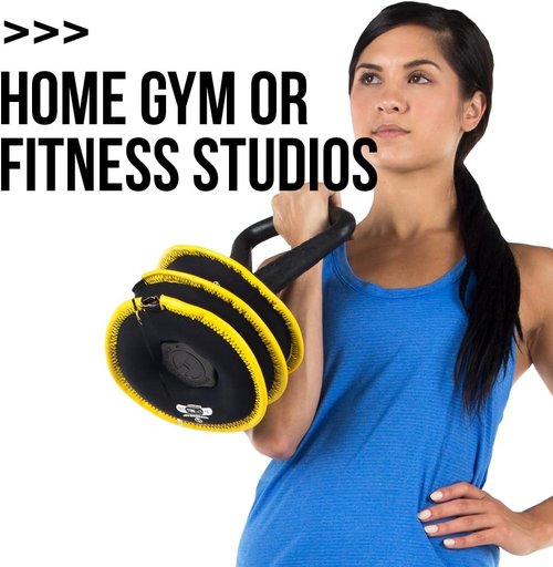 Hyperwear SoftBell Adjustable Kettlebell Set - Soft, Vinyl-Coated Weight Plates with Rubber Base - Versatile Home Gym Equipment - Compatible with SoftBell Barbell & Dumbbell