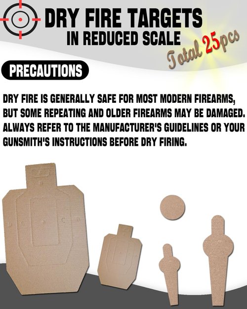 Zivosely 5 Set 25 Pcs Dry Fire Targets Cardboards in Reduced Scale, Cardboard Targets for Shooting Silhouette Simulation Style, Competition Torso Target Shooting Range Practice