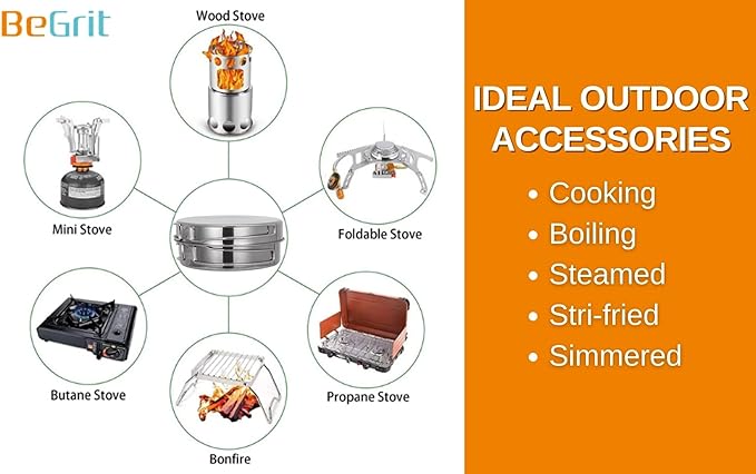 BeGrit Backpacking Camping Cookware Mini Picnic Camping Cooking Mess Kit with Pot and Pan Set for Hiking