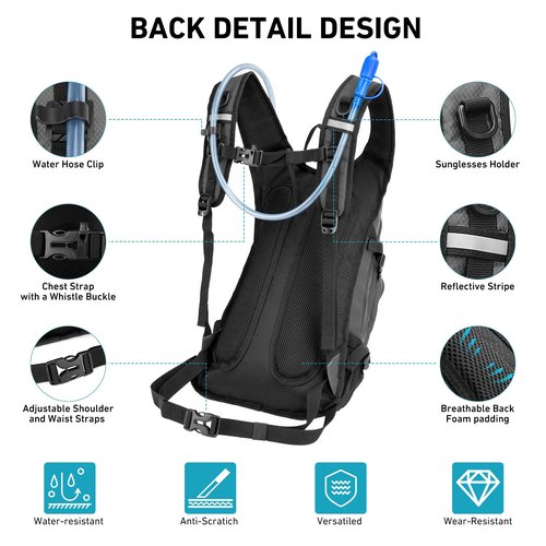 Cofurni Hydration Backpack 20L with Water Bladder 2L, Large Storage Hiking Daypack for Men Women, Lightweight Insulation Water Backpack for Biking, Running, Skiing, Trekking, Camping