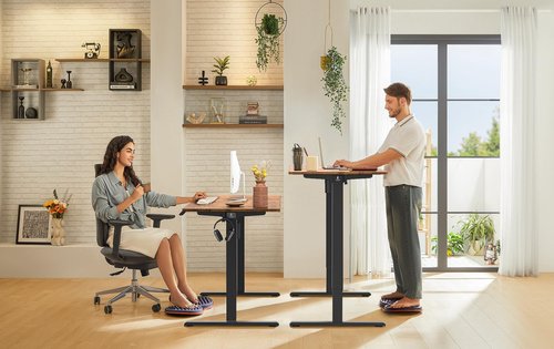 WALKINGDESK Anti Fatigue Balance Board Standing Desk Mat Office, Wooden Wobble Board Comfort Floor Mat to Relieve Foot, Knee, Back Pain, Rocker Board, Standing Desk Accessories, Black