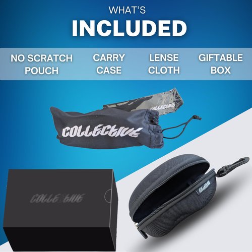 Collective Sunglasses - Polarized Sunglasses Men - UV Protection - Lightweight Sport Sunglasses (Frame (Clear) / Lens (Orange))