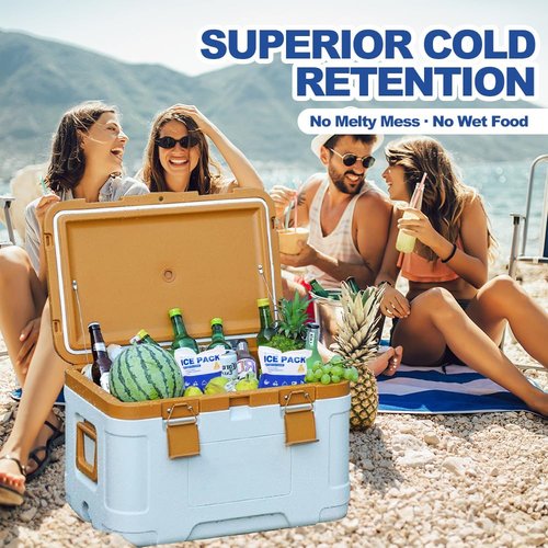 Blue Ice Packs for Coolers, Shipping and Lunch Box, Slim Size Long-Lasting Reusable Ice Pack, Cold Gel Freezer Packs for Camping, Beach, Fishing, Shipping Food (4" X 4" 24pcs)
