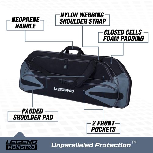 Legend Monstro Compound Bow Case - Soft Bow Case for Compound Bow, Padded Bow and Arrow Case for Archery Accessories, Premium Archery Bow Cases with 37" Arrow Tube Pocket for Travel - 44" Interior