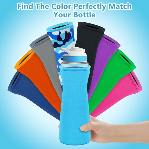 2Pcs Protective Sleeves Compatible with 22 oz Cirkul Water Bottle, Fit for 22 oz Plastic & Stainless Steel Bottles, Anti-slip Cover Made for Cirkul Accessories, Sweat Absorbing Material, Purple