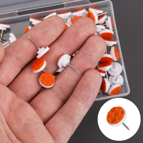 XIHIRCD 100pcs Reflective Tacks for Trail Marking, Box Package Reflective Trail Tacks Thumb Tacks Glow in The Dark Tacks Tree Markers for Hunting Camping Hiking Survival Outdoors(Orange)