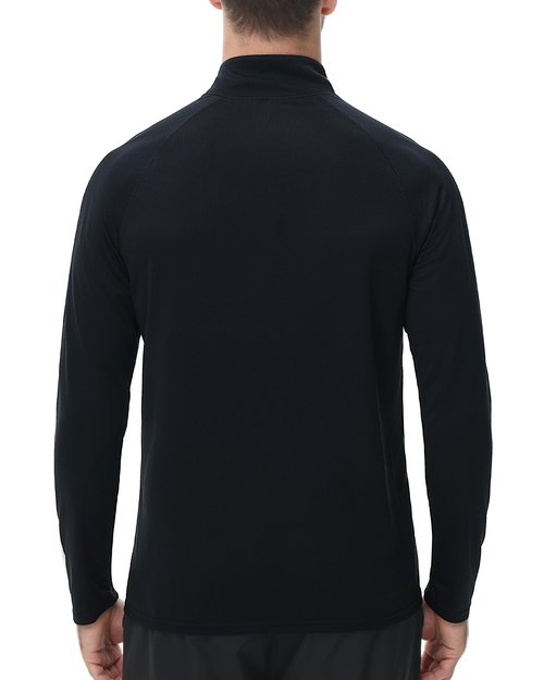 Roadbox UPF 50+ Long Sleeve Shirts for Men - Quarter Zip Pullover Quick Dry Rash Guard for Running Golf Fishing Workout Black