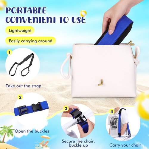 Sanwuta 10 Pcs Bulk Adjustable Beach Chair Carry Straps Universal Folding Chair Shoulder Strap for Beaches Camping Scooter Bikes Backpacking Picnics Outdoor(Multicolor)