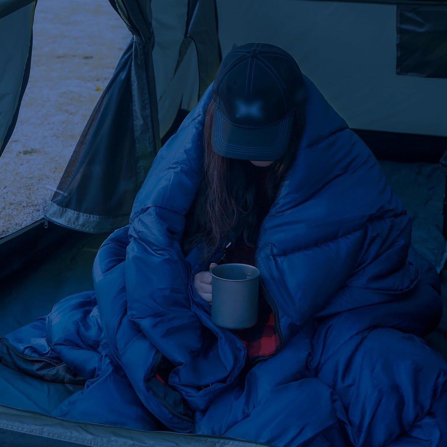 REDCAMP Flannel Sleeping Bag for Adults, Comfortable Cotton Sleeping Bags for Camping with Detachable Hood, Red/Grey/Blue