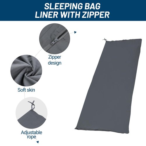 Himalaya 2-Pack Sleeping Bag Liners for Adults with Zippers, Machine Washable, Use as A Sheet, Sleep Sack Travel Camping Sheet for Backpacking, Hotel, Hostel Ultralight Sleep Bag Cover Travel
