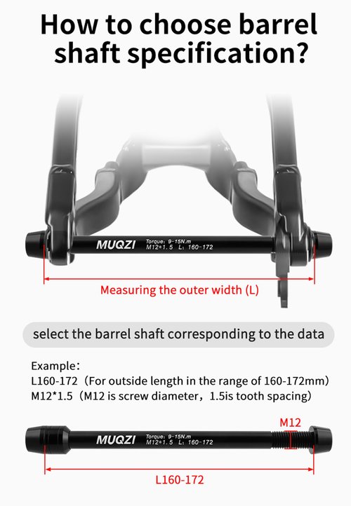 Yundxi Bike Trainer Thru Axle Adapter, Quick Release M12 x 1.5/1.75 Thread Pitch 160 to 178mm Shaft for Rear Wheel Attachment Trainer Length (M12x1.5/166-178)
