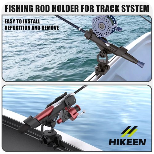 Fishing Rod Holders for Boat, Fishing Boat Rod Holder with Track Mount, Rod Rack for Kayak Track System, 360 Degree Adjustable Fishing Pole Holders 2Pack