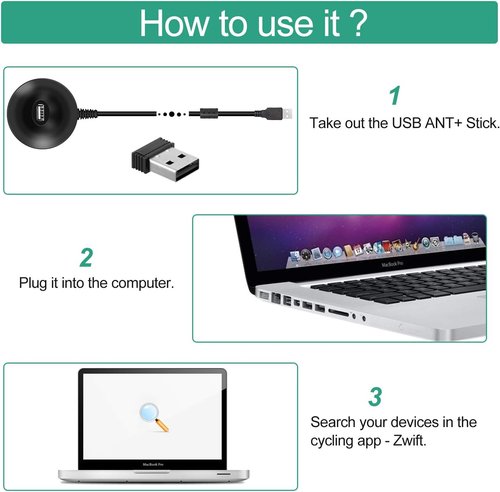 CooSpo USB ANT Stick,ANT+ Dongle for Indoor Cycling Training Data Transmission, Compatible with BKOOL Wahoo TacX Bike Trainer,Zwift TrainerRoad Garmin Connect Cycleops Trainer Rouvy TacX Vortex