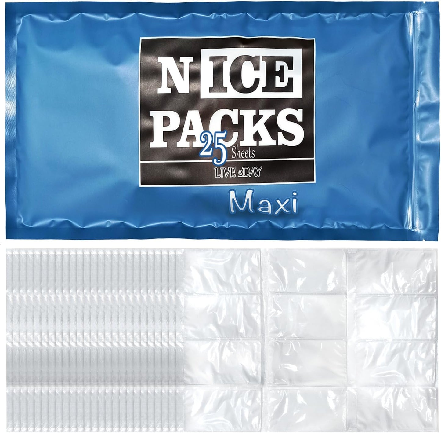 Nice Packs Reusable Dry Ice Packs for Coolers, Lunch Boxes, Frozen Food Shipping - Flexible and Long Lasting (10 Large Sheets)