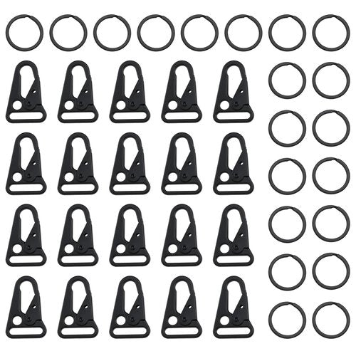 LT Easiyl 20Pcs Metal Tactical Snap Hook 1" Small Keychain Clip with Metal Key Ring for Paracord Bracelets Necklaces Bags Lanyard Accessories
